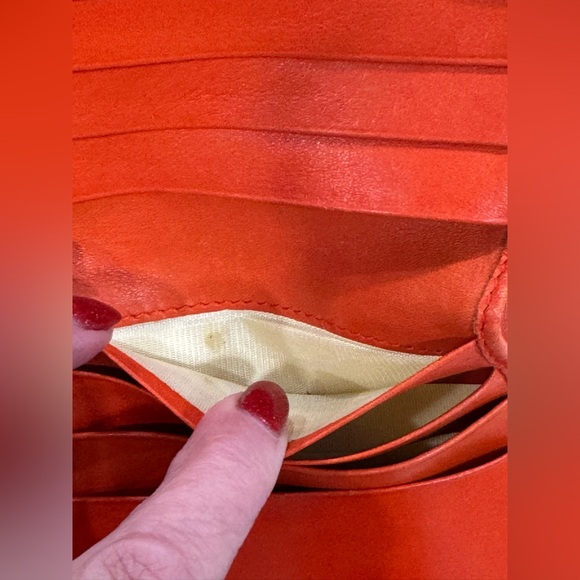 ✨ Vintage Gucci Bamboo Bar Wallet Burnt Orange Leather Bifold Italy - Picture 12 of 16